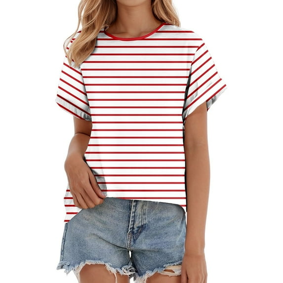 Women's Casual Thin Striped T - Shirt, Elegant Thin Stripes, Relaxed Fit