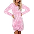 thumbnail image 1 of Women's Casual Tie Dye Short Dress Crew Neck Sleeveless Loose Tank Summer T-Shirt Mini Dress, 1 of 6
