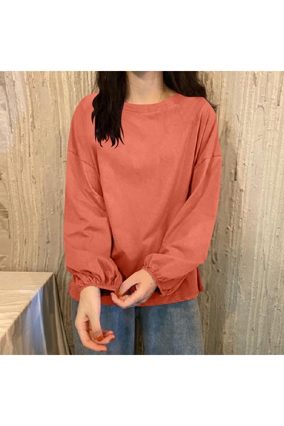 Women's Casual Top, Long Sleeve Round Neck Pullover Shirt with Loose Fit, Made from Nylon and Spandex for Comfort, Ideal for Daily Wear and Various Occasions