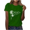 thumbnail image 1 of Women's Casual Tops Printed Crew Neck Short Sleeve Shirts Loose Fit Summer Fashion Tees Comfortable Basic Clothes (3XL, Green 2), 1 of 4