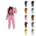 thumbnail image 1 of Women's Casual Tracksuit Autumn And Winter Top Vest Pant Set Fashionable Solid Color Zipper Hooded Sweatshirt Pants Casual Three Piece Set Capris Women, 1 of 5