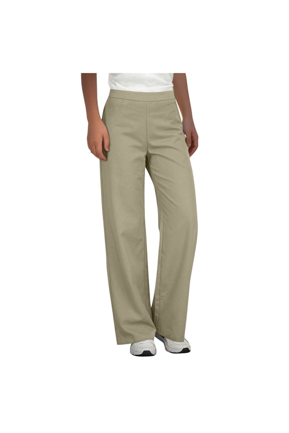 Women's Casual Trousers, High Waisted Straight Leg Pants with Stretchy Breathable Fabric, Wrinkle Resistant Pull on Pants for Work Travel and Everyday Wear, Khaki Gray Beige S-Xxl