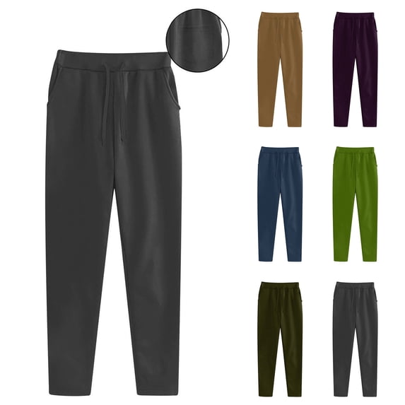 Women's Casual Trousers with Pockets, High Waisted Straight Leg Pants, Solid Color Plus Size Running Pants, Elastic Waist Athletic Trousers Slacks for Fitness Gym Travel | CSEONE,Green L