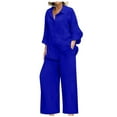 thumbnail image 1 of Women's Casual Trousers Suit Set Stylish Blouse And Pants Outfit Comfortable Daily Wear Ensemble set, 1 of 4