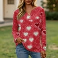thumbnail image 1 of Women's Casual Tshirts Tee Long Sleeve Henley V Neck Cute Tops Spring Fashion Blouses Heart Graphic Button T Shirts, 1 of 5