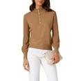 thumbnail image 1 of INSPIRE CHIC Women's Casual Turtleneck Long Sleeve Buttons Trendy Fall Winter Basic Blouse Sweater M Brown, 1 of 6