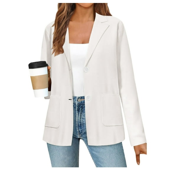 Hauaitttt Women's Casual Two Button Jackets Lapel Long Sleeve Suit Jackets Fashion Winter Jackets Women Small Womens Jacket Womens Wool Coats Winter Womens plus Size Winter Coat Women Long Dress