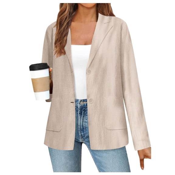 Hauaitttt Women's Casual Two Button Jackets Lapel Long Sleeve Suit Jackets Fashion Winter Jackets Women Small Womens Jacket Womens Wool Coats Winter Womens plus Size Winter Coat Women Long Dress