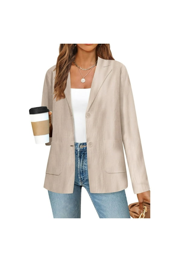 Women's Casual Two Button Jackets Lapel Long Sleeve Suit Jackets Womens Vest Jacket Winter for Women Half Vest Heavy Coats for Women 3x Coats for Women plus Size Long Sleeve Women Coat down