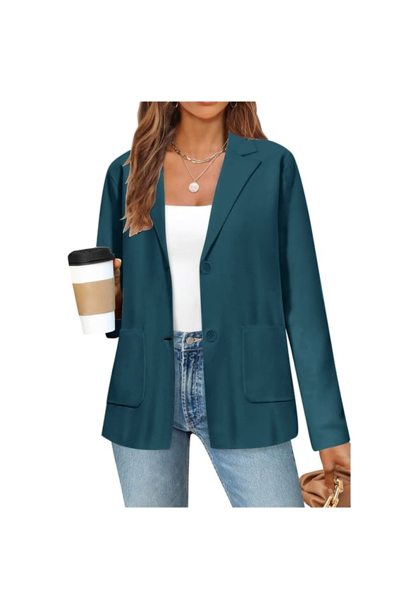 Women's Casual Two Button Jackets Lapel Long Sleeve Suit Jackets Jacket plus Size Woman Jacket plus Caplet Coat Taupe Furry Jacket Insulated Vest Apocalypse Coat Half Vest Womens Lightweight