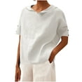 thumbnail image 1 of Women's Casual V-Neck Blouse Short Sleeve Button Front Top Solid Color Pullover Comfortable Summer Shirt for Women, 1 of 6