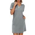thumbnail image 1 of Women's Casual V Neck Color Block Dress Everyday Basic Versatile Outfit With Comfortable Fit For All Seasons, 1 of 5