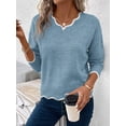 thumbnail image 1 of Women's Casual V-Neck Dropped Shoulder Long Sleeve Sweater, Autumn,Fall,Cozy Fall And Winter, 1 of 5