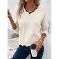 thumbnail image 1 of Women's Casual V-Neck Dropped Shoulder Long Sleeve Sweater, Autumn,Fall,Cozy Fall And Winter, 1 of 5