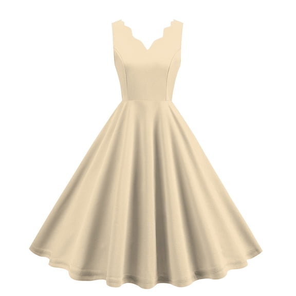 Women's Casual V Neck Floral Retro Dress Elegant Party Graduation Style Comfortable Fashion