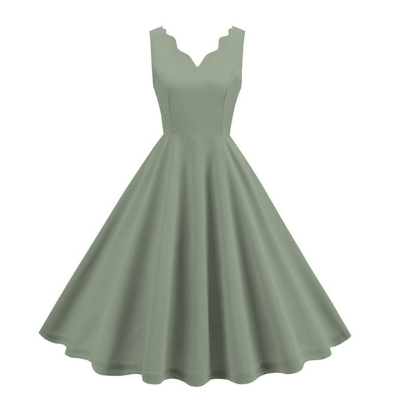 Women's Casual V Neck Floral Retro Dress Elegant Party Graduation Style Comfortable Fashion