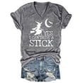 thumbnail image 1 of Women's Casual V Neck Letter Print Tee Short Sleeve Comfortable Soft Stretch T-Shirt Fashion Top For Everyday Wear, 1 of 1