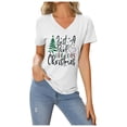 thumbnail image 1 of Women's Casual V Neck Letter Print Tee Short Sleeve Comfortable Soft Stretch T-Shirt Stylish Top For Everyday Wear, 1 of 2