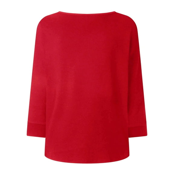 Women's Casual V Neck Long Sleeve Tshirts Solid and Printed Trendy Tunic Tops Loose Comfy Going out Blouse Tee