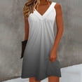 thumbnail image 1 of Women's Casual V-Neck Pleated Long Sleeve Stretch Dress with All-Over Print, 1 of 6