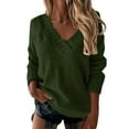 thumbnail image 1 of Women's Casual V-Neck Pullover Sweater Loose Fit Long Sleeve Soft Comfortable Everyday Wear, 1 of 5