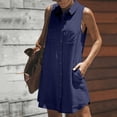thumbnail image 1 of Women's Casual V-Neck Short Sleeve Tunic Dress with Pockets, Solid Color Summer Tank Dress for Daily Wear and Outings, 1 of 7