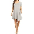thumbnail image 1 of Women's Casual V-Neck Short Sleeves Solid Casual Dress, 1 of 4