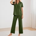 thumbnail image 1 of Women's Casual V Neck Trousers Suit Set Comfortable Wear For Daily Outfits Vacation Outfits Versatile Stretch Pants Outfit For Spring Summer Fall Graduation Outfits for Juniors Womens Dressy Rompers, 1 of 6