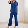 thumbnail image 1 of Women's Casual V Neck Trousers Suit Set Comfortable Wear For Daily Outfits Vacation Outfits Versatile Stretch Pants Outfit For Spring Summer Fall Graduation Outfits for Juniors Womens Dressy Rompers, 1 of 6