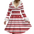 thumbnail image 1 of Women's Casual V-neck Christmas Print Plush Long-Sleeve Casual Dress for Holiday and Everyday Wear, Soft Women's Winter Dress with Festive Design,Vermilion,2XL, 1 of 4