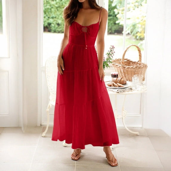 Women's Casual Vacation Sundress with Waist Corset