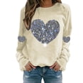 thumbnail image 1 of Women's Casual Valentine's Day Heart Sequin Crew Neck Sweatshirt Valentine's Day Sweatshirt for Women Heart Sequin Sweatshirt Sweatshirt for Women Pullover Sweatshirt Cozy Pullover, 1 of 5