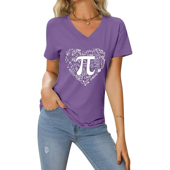 Women's Casual Valentine's Heart Print Letter Round Neck Short Sleeve T Shirt Tops Loose Light Long Sleeve Women Long Sleeve Plain Shirt Women Short Sleeve Shirts for Women dish Top Shirts Hide Sweat