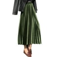 thumbnail image 1 of Women's Casual Velvet Long Half Skirt High Waist Pleated Elegant Comfortable Stylish Flowy Dress 2025 Vacation Dress Stylish Beach Sundress, 1 of 4
