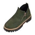 thumbnail image 1 of Women's Casual Versatile Boots, Comfortable Double Zipper Ankle Booties, Thick Heel, Winter Wear for Outdoor Activities and Daily Fashion Green,43, 1 of 5