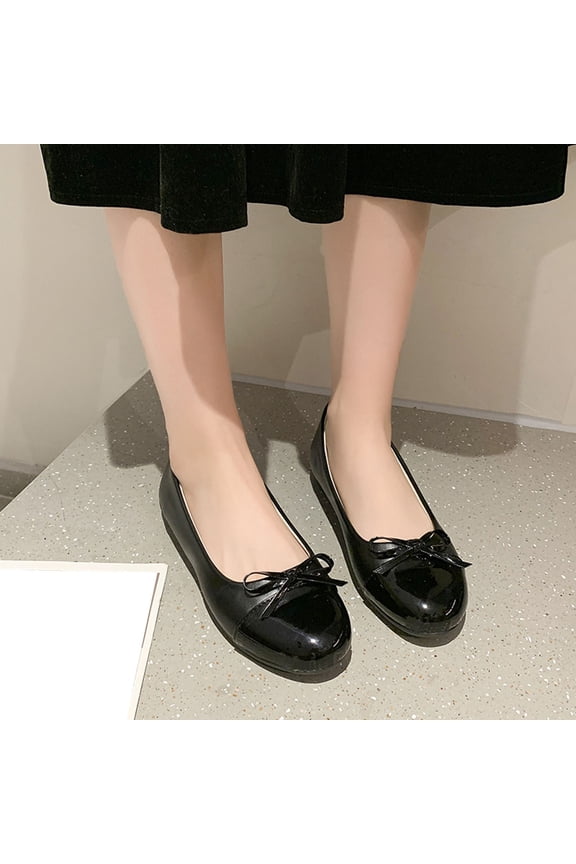 Women's Casual Versatile Cool British Style Bow Shoes Round Toe Shoes Fall And Winter Style Comfortable And High-End Loafers Pumps Comfortable Slip On