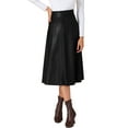 thumbnail image 1 of INSPIRE CHIC Women's Skirt Casual Vintage High Waist A Line Faux PU Leather Midi Skirts S Black, 1 of 6