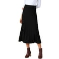 thumbnail image 1 of INSPIRE CHIC Women's Casual Vintage High Waist A Line Knit Midi Skirts L Black, 1 of 5