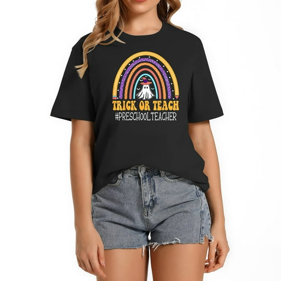 Women's Casual Vintage Printed Tee - Short Sleeve Crew Neck T-Shirt
