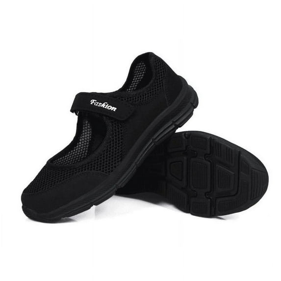Women's Casual Walking Sneakers Lightweight Breathable Flat Mary Jane Shoes Air Cushion Walking Sneakers for Elderly Swollen Feet Outdoor Shoes with Fully Adjustable Closures Easy on/Off for Women
