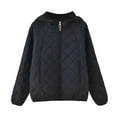 thumbnail image 1 of Women's Casual Warm Hoodies Lightweight Jacket Lapel Diamond Pattern Coat Winter Outerwear, 1 of 2