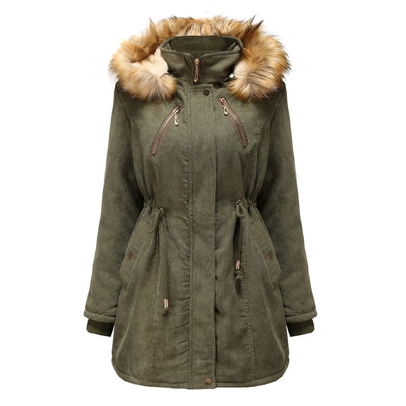 Women's Casual Warm Long-sleeved Zipper Pocket Padded Coat Jacket