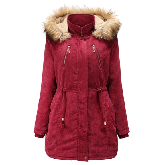 Women's Casual Warm Long-sleeved Zipper Pocket Padded Coat Jacket