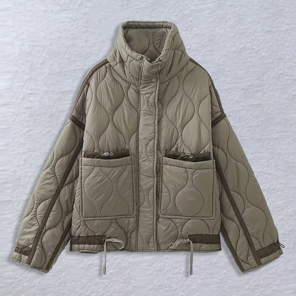 Women's Casual Warm Zip Up Jacket Street Fashion Stand Up Collar Long Sleeve Loose Pad With Pockets Long Oversize Coat Rain Suit for Women Oversized Coats for Women Wool Women's Coat plus Size Coats