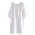 thumbnail image 1 of ZQUUVOU Women's Casual Wash Crepe Thin Pullover With Five-Quarter Sleeves Mid-Length Dress White, 1 of 4