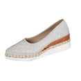 thumbnail image 1 of Women's Casual Wedge Shoes Summer Slip-On Lightweight Rhinestone Detailing Comfortable Low-Top Footwear for Daily Wear White,37, 1 of 7
