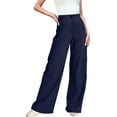 thumbnail image 1 of Women's Casual Wide Leg Dress-Pants, High Elastic Waisted in The Back Business Flowy Trousers with Pockets, 1 of 10