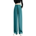 thumbnail image 1 of Women's Casual Wide Leg High Waisted Button Down Straight Long Trousers Pants, 1 of 4