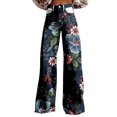 thumbnail image 1 of Women's Casual Wide Leg High Waisted Pants Vintage Floral Print Straight Stretch Pants with Pockets Sweatpants, 1 of 4