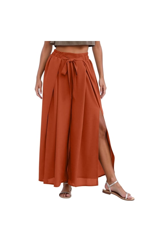 Women's Casual Wide Leg Palazzo Pants Flowy Comfortable Soft Breathable Stretchy Elastic Waist Summer Spring Fall Everyday Wear Womens Dress Pants for Work Business Casual Pants Women Casual
